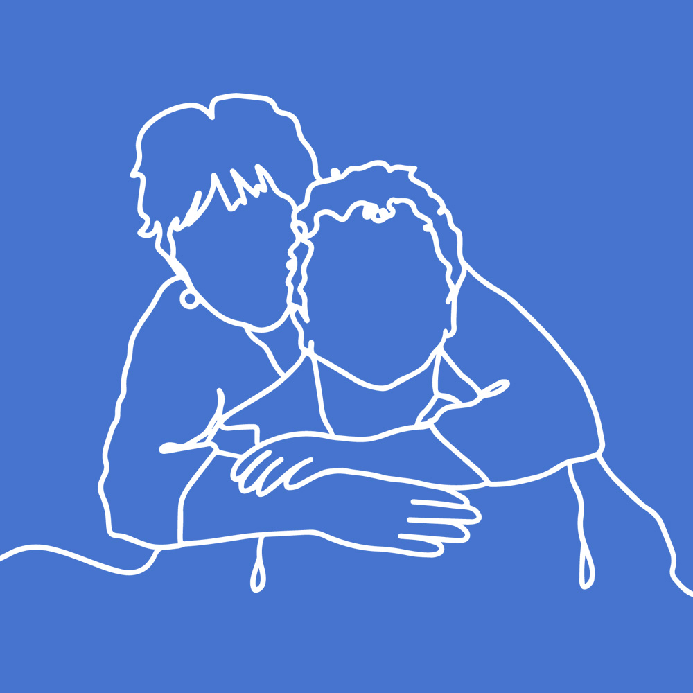 blue icon of two people